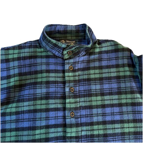 Vermont Flannel Co Unisex Black Watch Plaid Henley Oversized XS USA Made - Picture 8 of 14